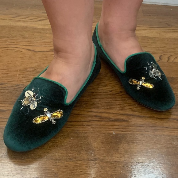 NWT Vintage Havana Sue Hunter Green Velvet flats - Picture 3 of 16